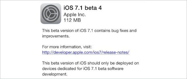 iOS 7.1 beta 4