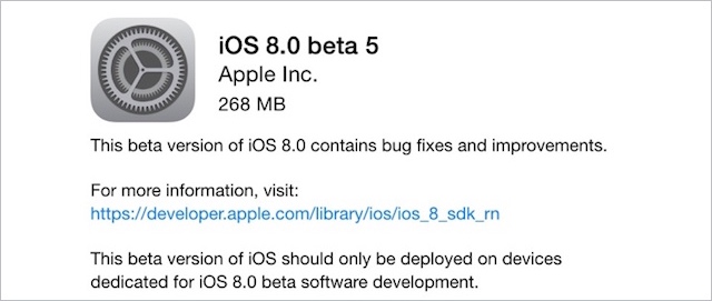 iOS 8 beta 5