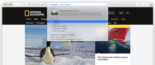 Safari OS X Yosemite