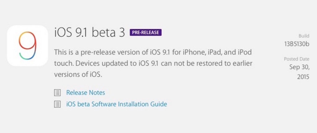 iOS 9.1 beta 3
