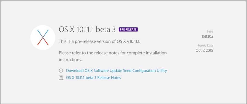 OS X 10.11.1 beta 3