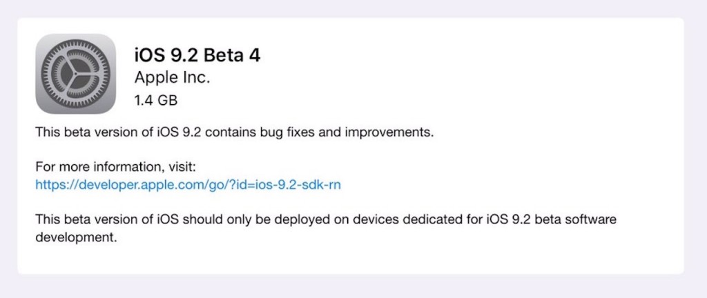 iOS 9.2 beta 4