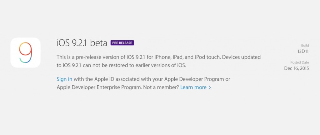 iOS 9.2.1 beta 1