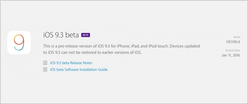 iOS 9.3 beta 1