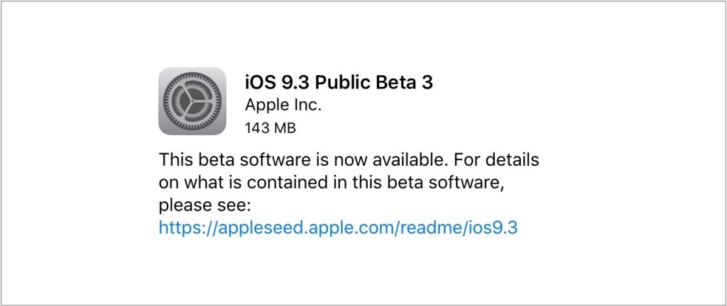 iOS 9.3 beta 3
