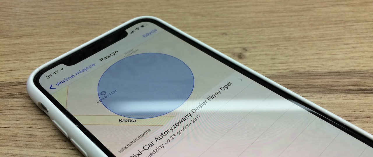Ważne miejsca iPhone